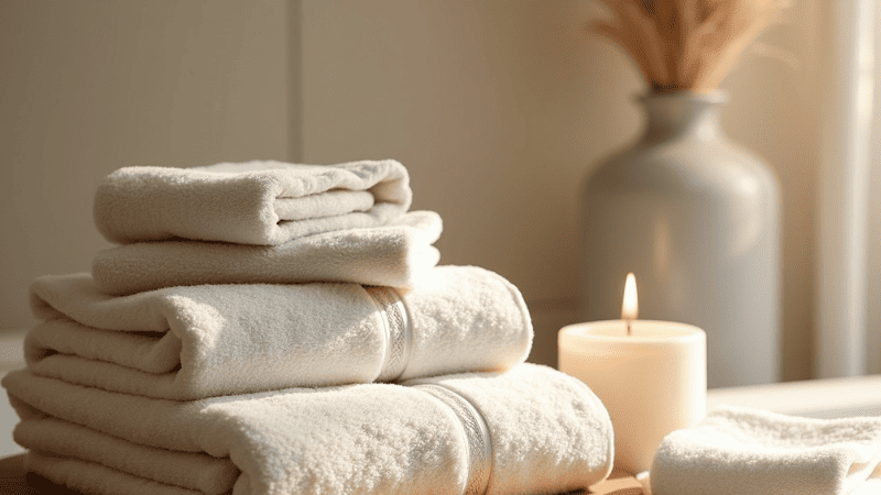 畳まれたタオルとキャンドル